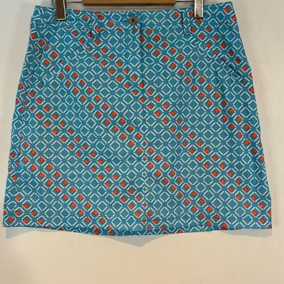 Womens NVO by Lanctot Golf Skort Geometric blue/orange Pockets Stretch size 8 - Picture 1 of 7